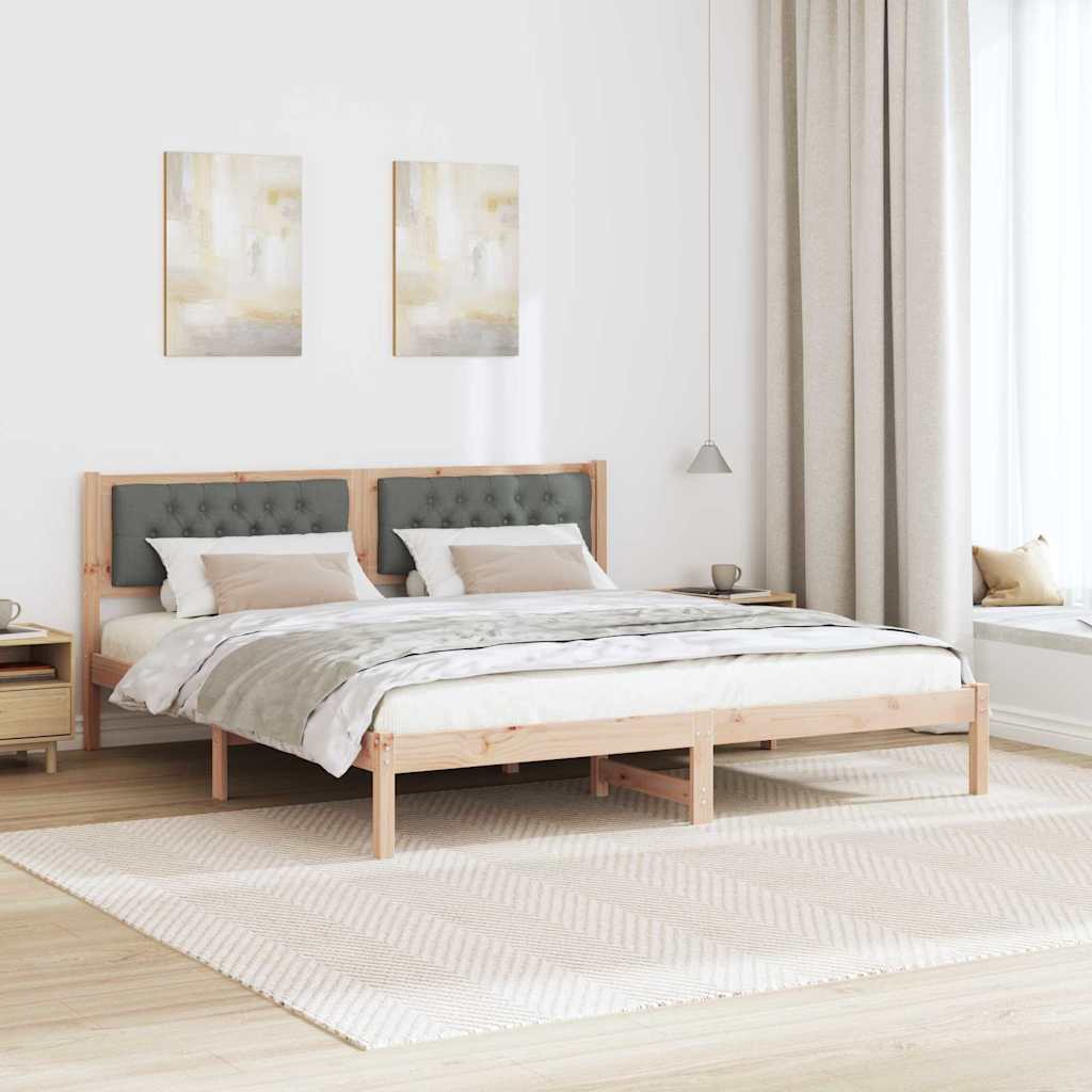 Rám Postele S Čelo Tmavě Šedá 160 X 200 Cm Masivní Borové Dřevo