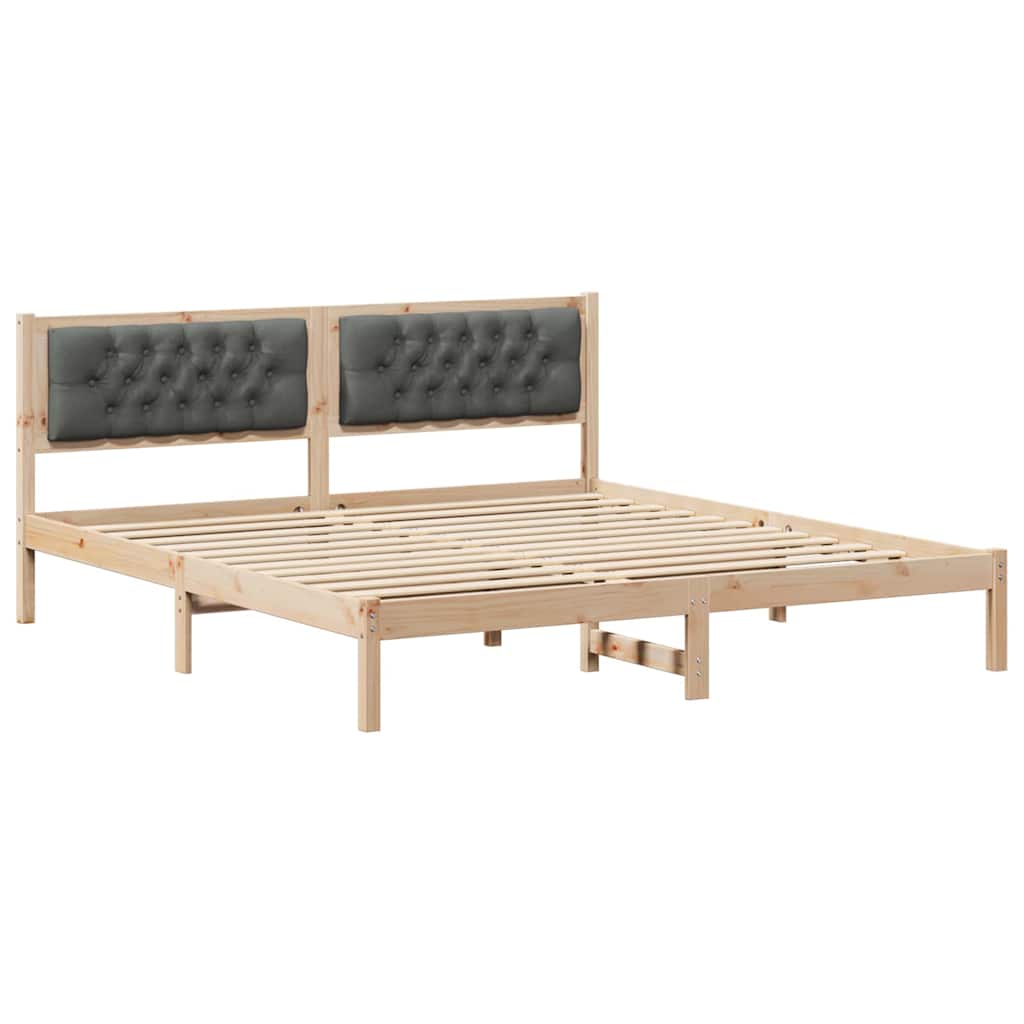Rám Postele S Čelo Tmavě Šedá 160 X 200 Cm Masivní Borové Dřevo