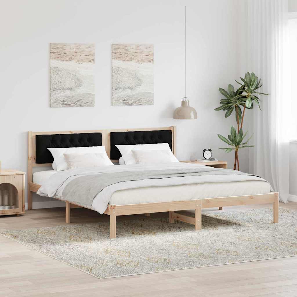 Rám Postele S Čelo Černá 160 X 200 Cm Masivní Borové Dřevo