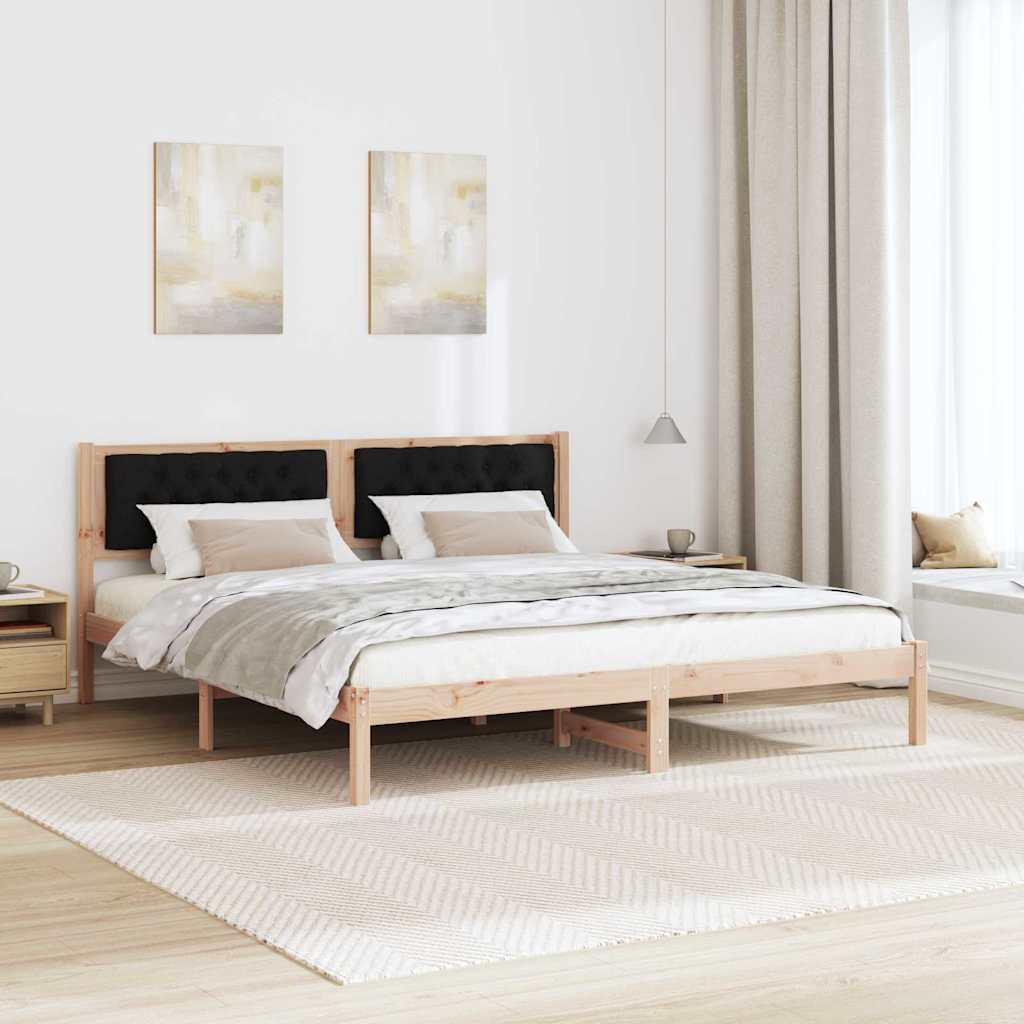 Rám Postele S Čelo Černá 160 X 200 Cm Masivní Borové Dřevo