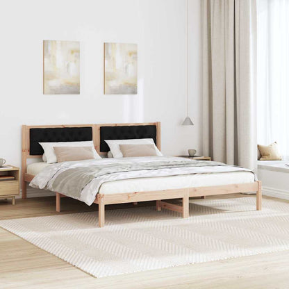 Rám Postele S Čelo Černá 160 X 200 Cm Masivní Borové Dřevo