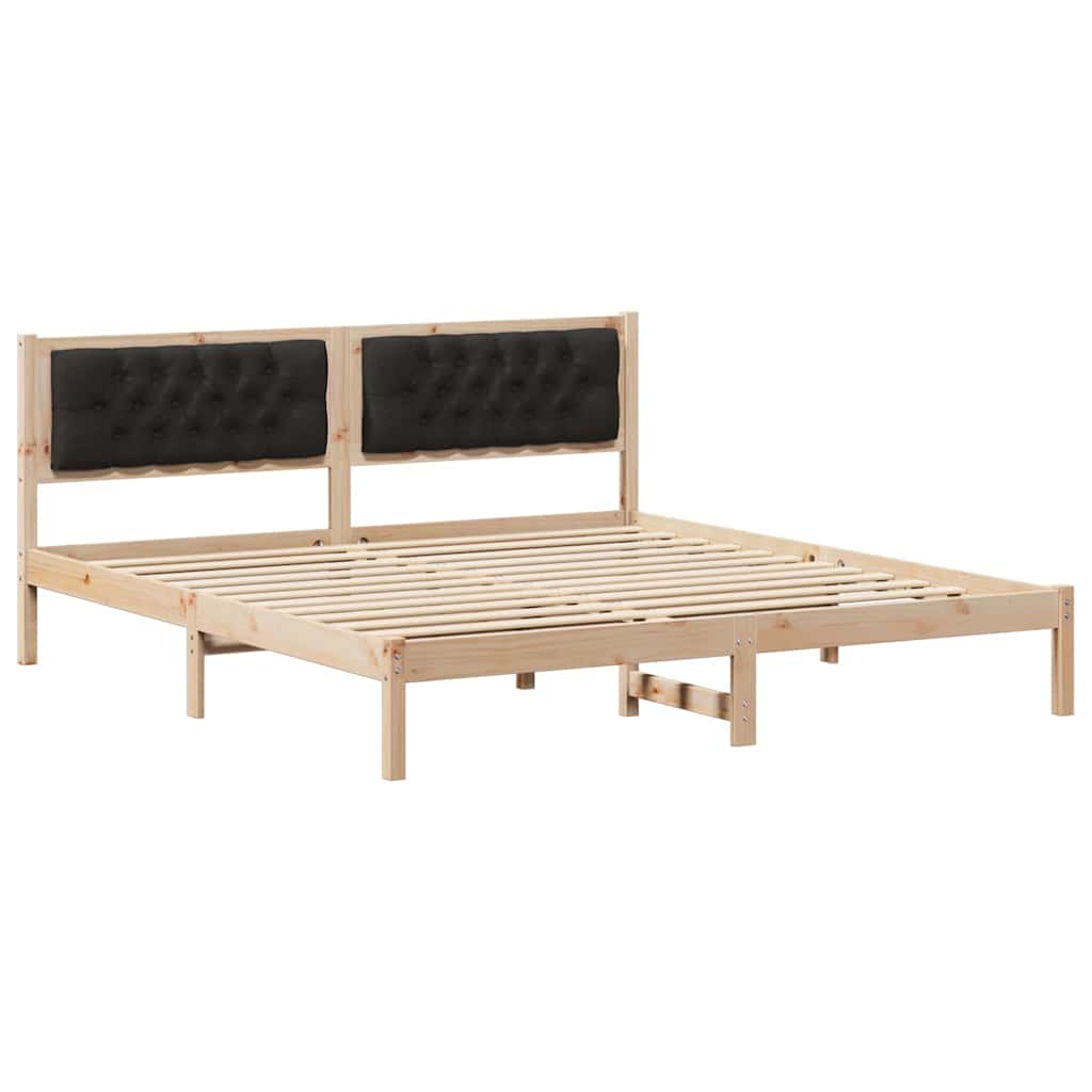 Rám Postele S Čelo Černá 160 X 200 Cm Masivní Borové Dřevo