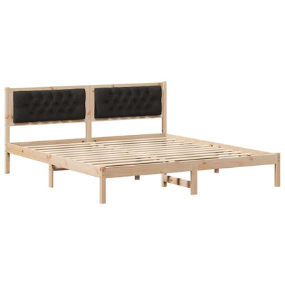 Rám Postele S Čelo Černá 160 X 200 Cm Masivní Borové Dřevo