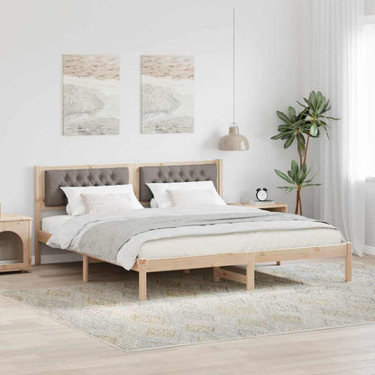 Rám Postele S Čelo Taupe 160 X 200 Cm Masivní Borové Dřevo