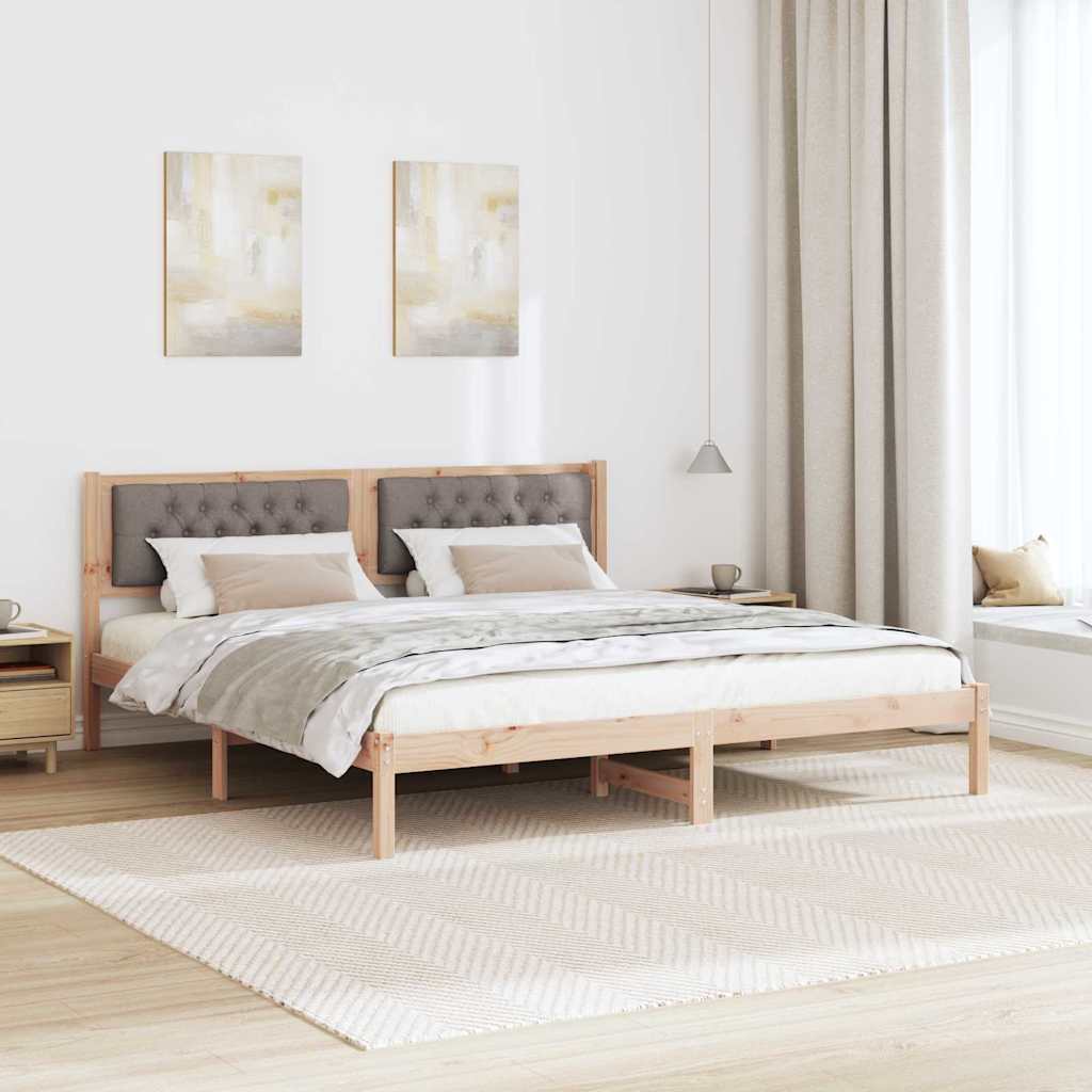 Rám Postele S Čelo Taupe 160 X 200 Cm Masivní Borové Dřevo