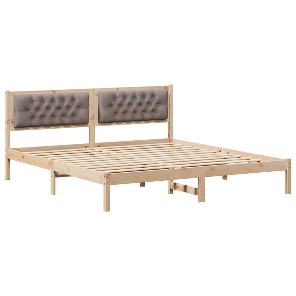 Rám Postele S Čelo Taupe 160 X 200 Cm Masivní Borové Dřevo
