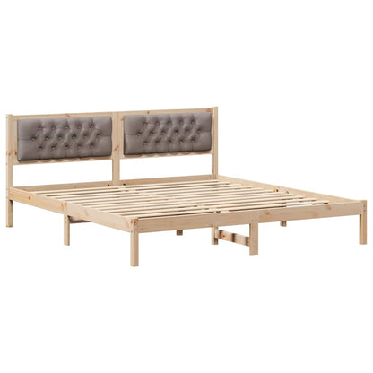 Rám Postele S Čelo Taupe 160 X 200 Cm Masivní Borové Dřevo