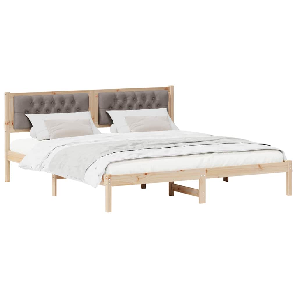 Rám Postele S Čelo Taupe 160 X 200 Cm Masivní Borové Dřevo