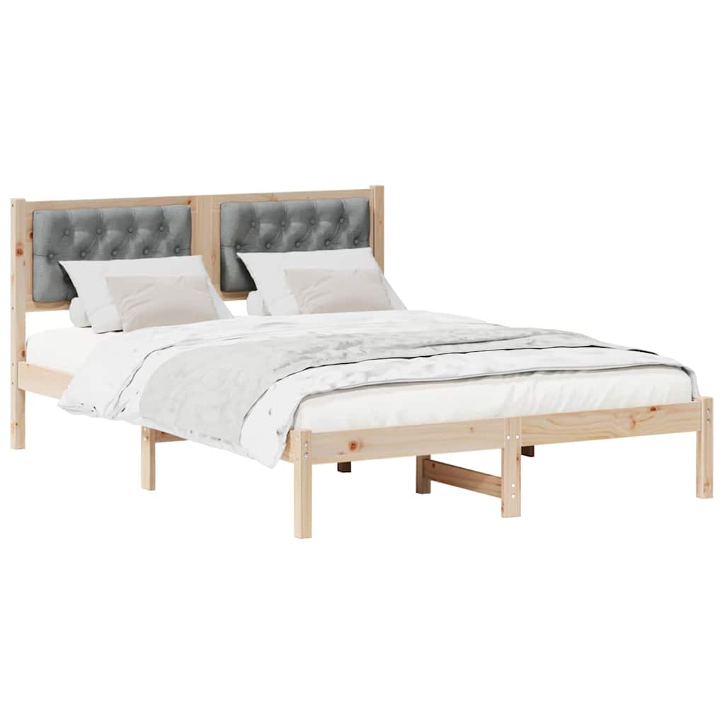 Rám Postele Světle Šedá 150 X 200 Cm Masivní Borové Dřevo