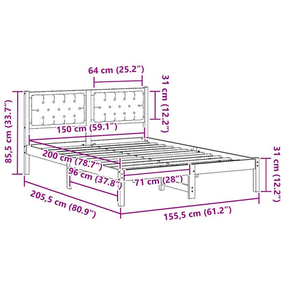 Rám Postele Světle Šedá 150 X 200 Cm Masivní Borové Dřevo