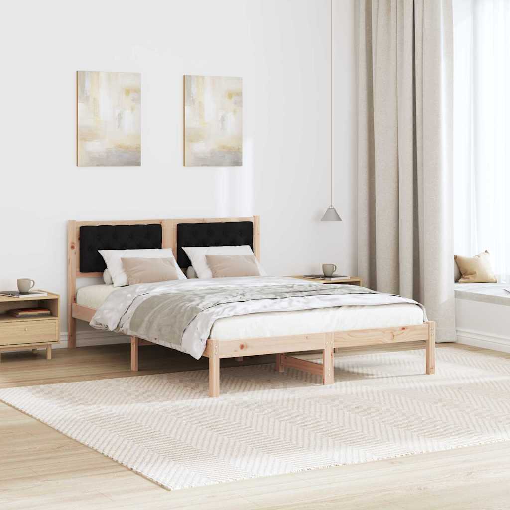 Rám Postele S Čelo Černá 150 X 200 Cm Masivní Borové Dřevo