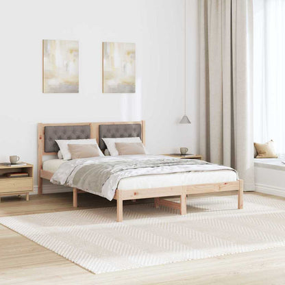 Rám Postele S Čelo Taupe 150 X 200 Cm Masivní Borové Dřevo