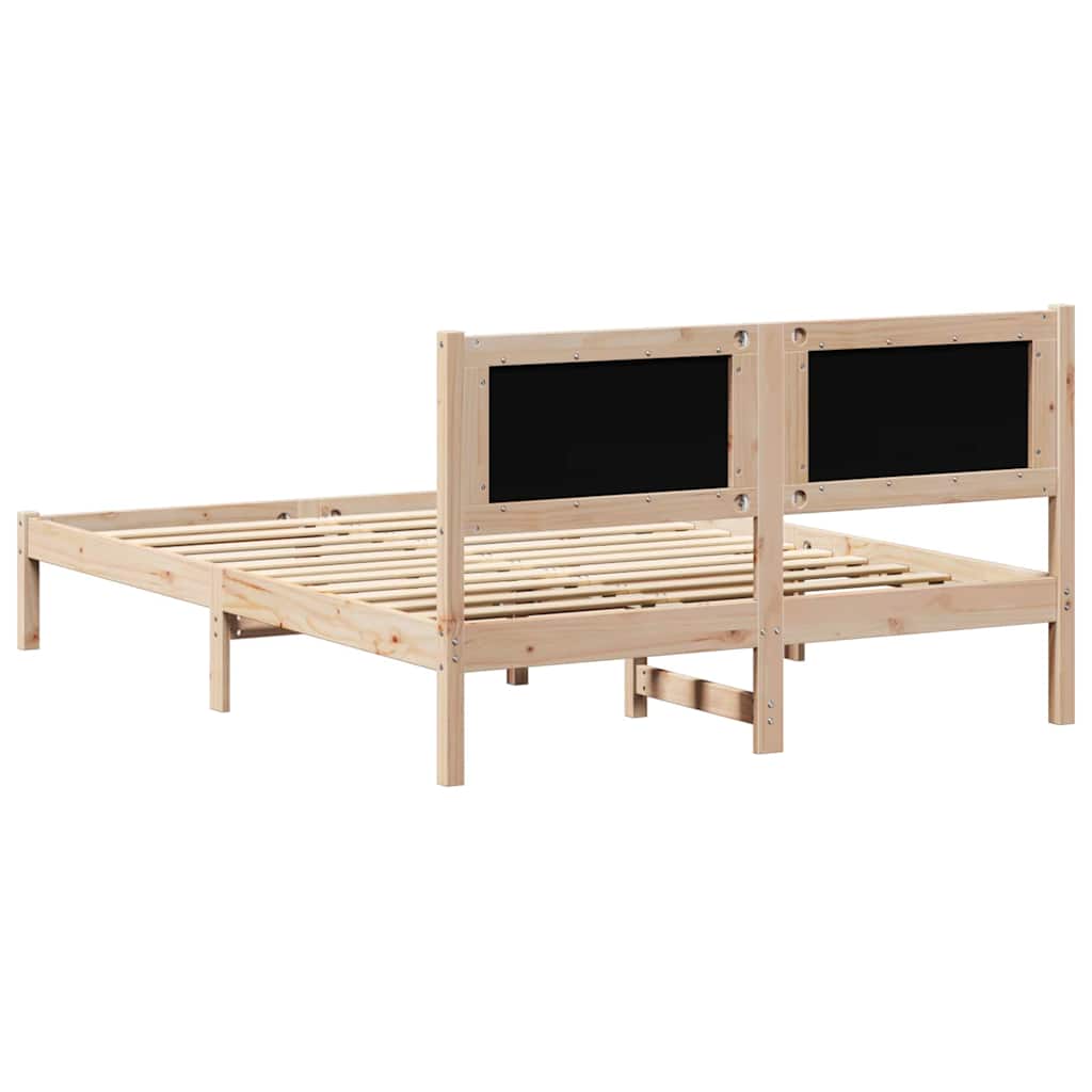 Rám Postele S Čelo Taupe 150 X 200 Cm Masivní Borové Dřevo