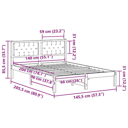 Rám Postele Světle Šedá 140 X 200 Cm Masivní Borové Dřevo