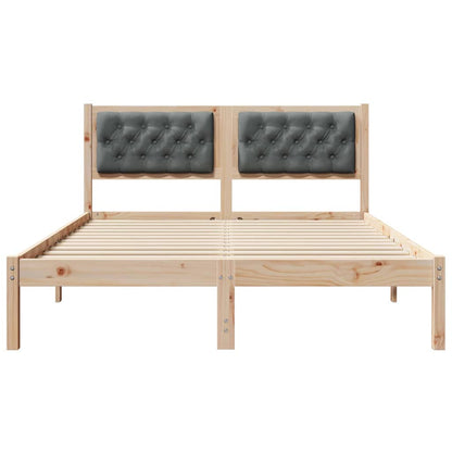 Rám Postele S Čelo Tmavě Šedá 140 X 200 Cm Masivní Borové Dřevo
