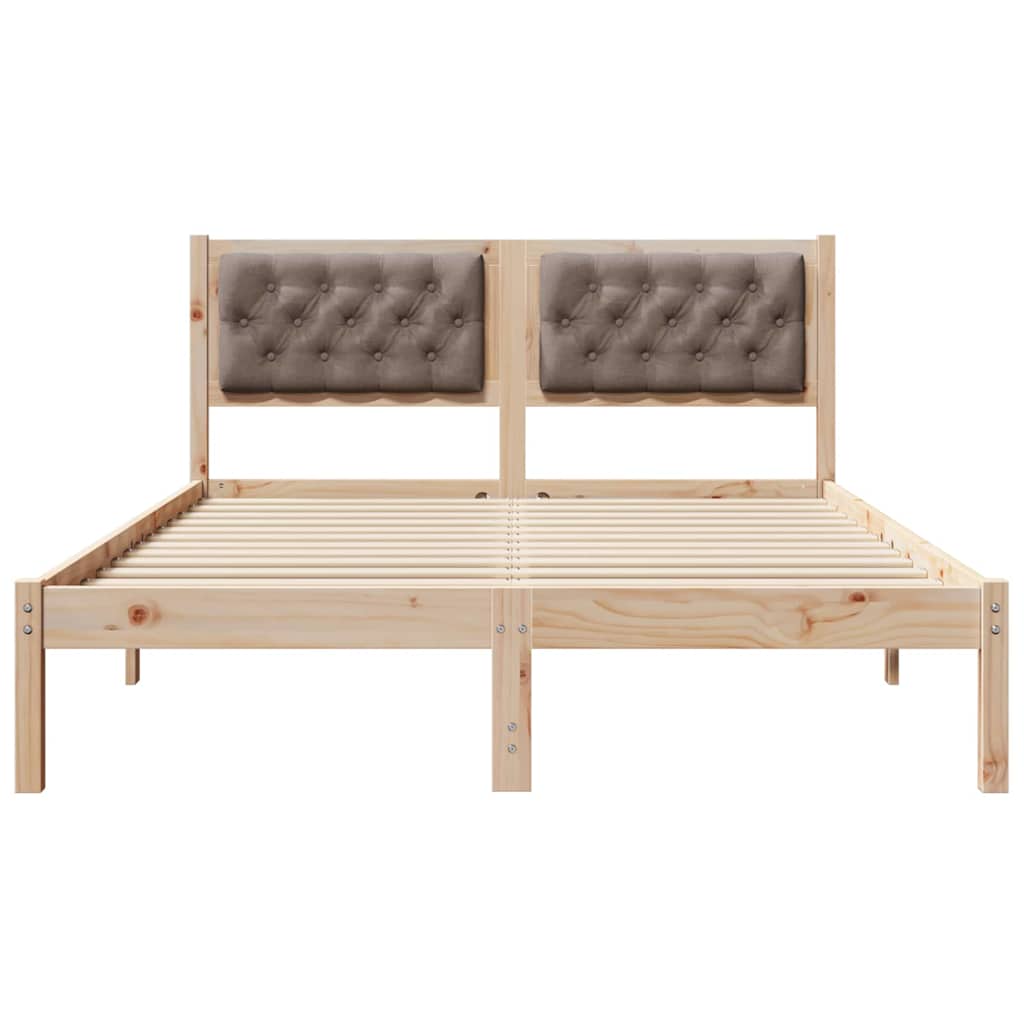Rám Postele S Čelo Taupe 140 X 200 Cm Masivní Borové Dřevo