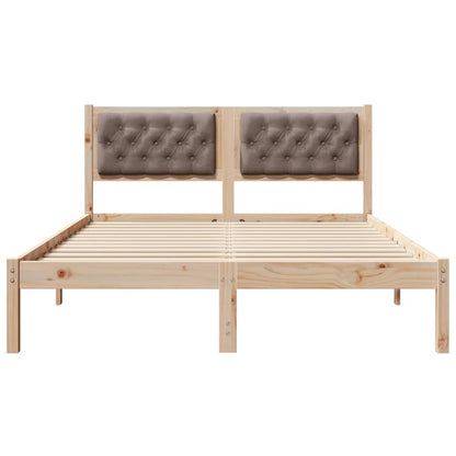 Rám Postele S Čelo Taupe 140 X 200 Cm Masivní Borové Dřevo