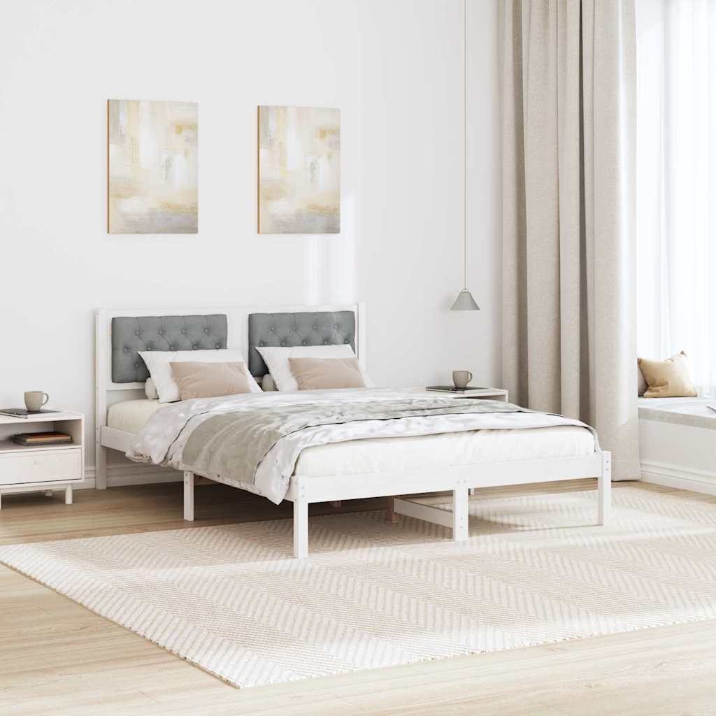 Rám Postele Světle Šedá 140 X 200 Cm Masivní Borové Dřevo
