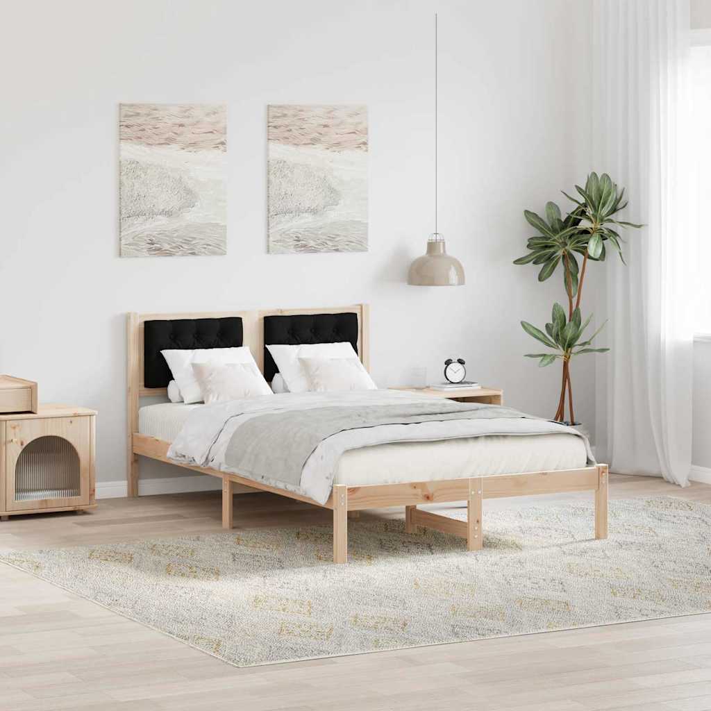 Rám Postele S Čelo Černá 120 X 200 Cm Masivní Borové Dřevo