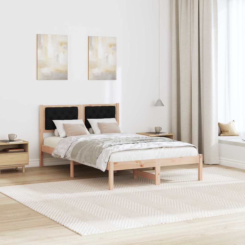 Rám Postele S Čelo Černá 120 X 200 Cm Masivní Borové Dřevo