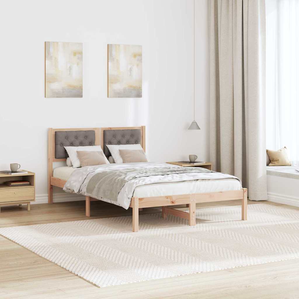 Rám Postele S Čelo Taupe 120 X 200 Cm Masivní Borové Dřevo