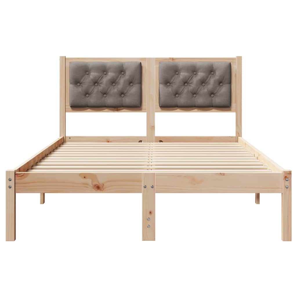 Rám Postele S Čelo Taupe 120 X 200 Cm Masivní Borové Dřevo