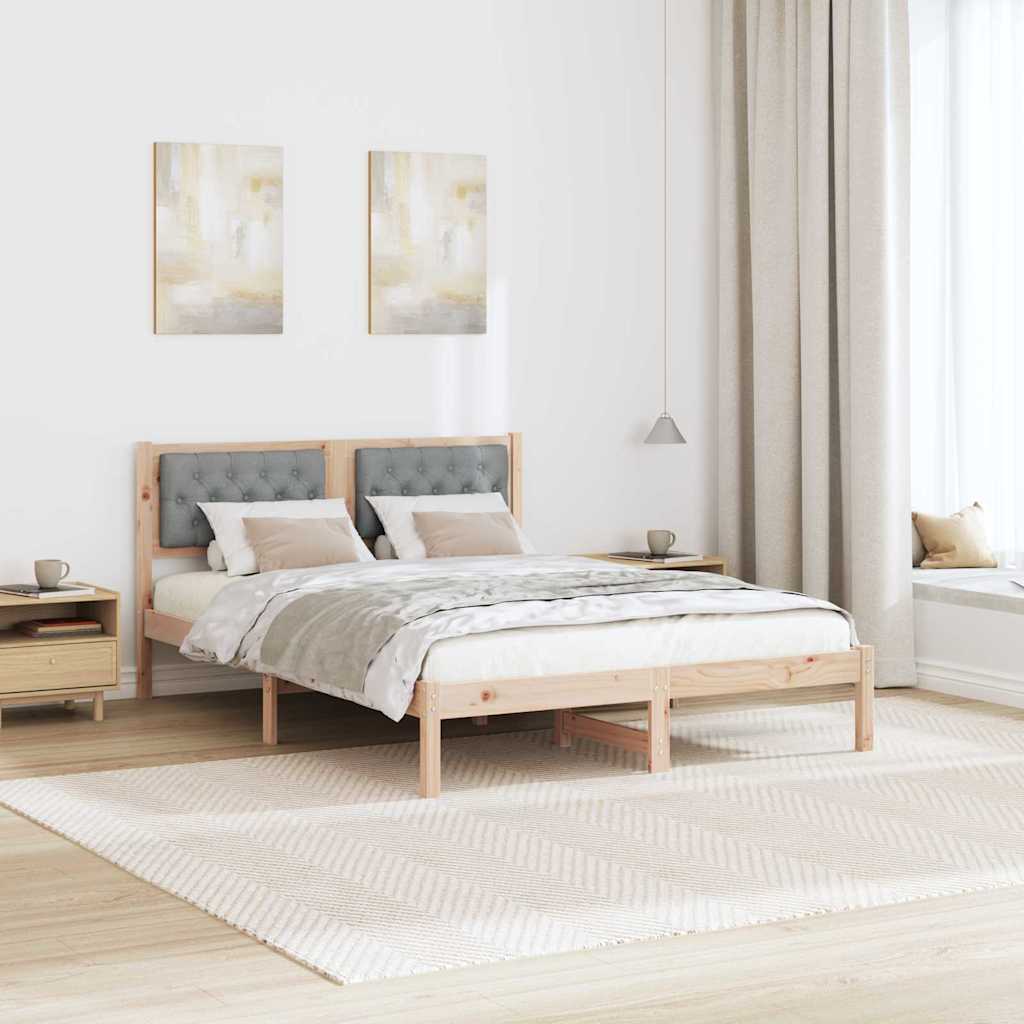 Rám Postele Světle Šedá 140 X 190 Cm Masivní Borové Dřevo