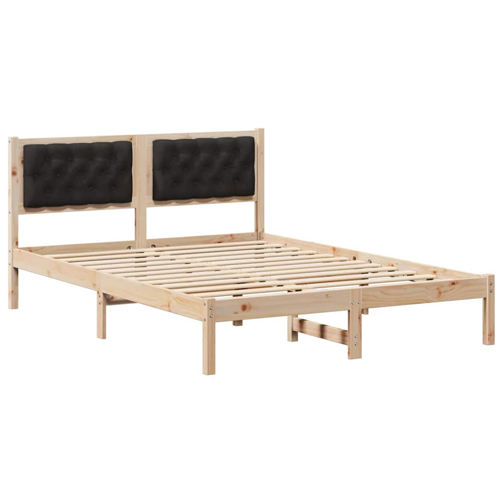 Rám Postele S Čelo Černá 140 X 190 Cm Masivní Borové Dřevo