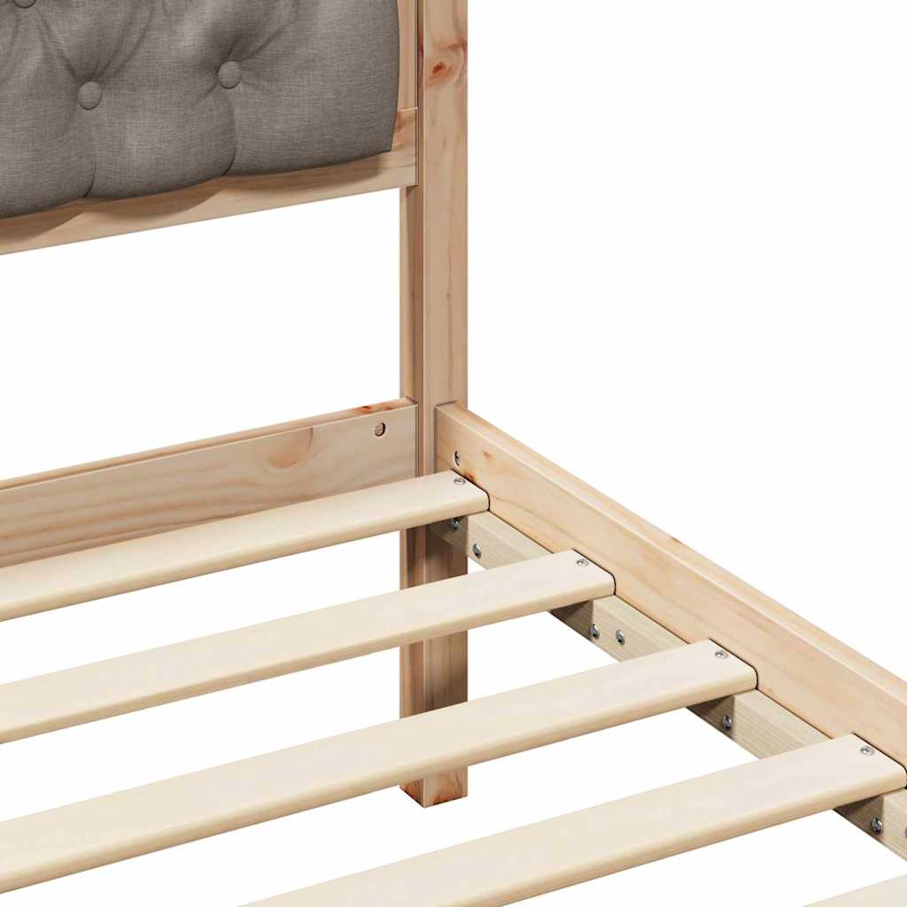 Rám Postele S Čelo Taupe 140 X 190 Cm Masivní Borové Dřevo