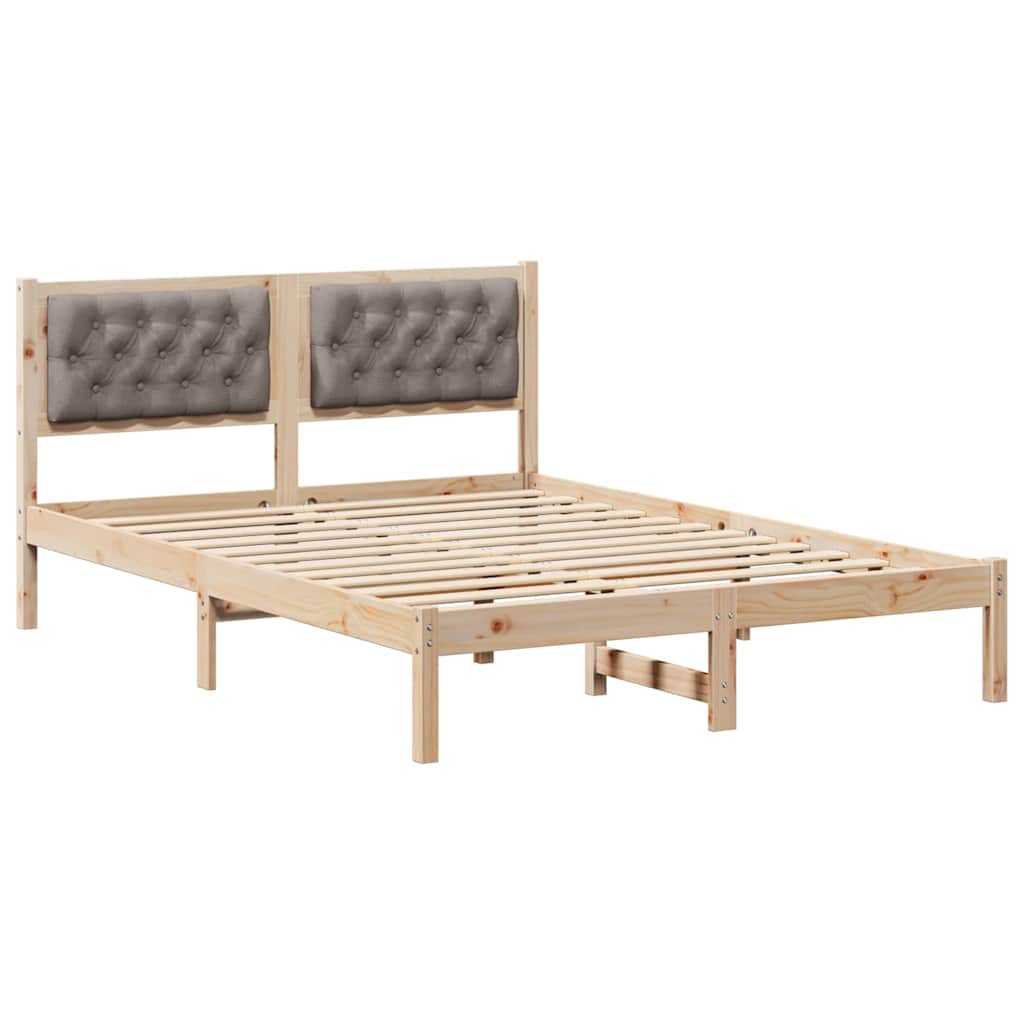 Rám Postele S Čelo Taupe 140 X 190 Cm Masivní Borové Dřevo