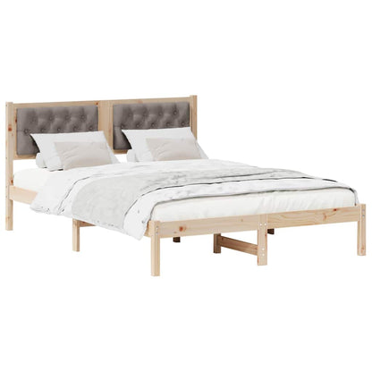 Rám Postele S Čelo Taupe 140 X 190 Cm Masivní Borové Dřevo