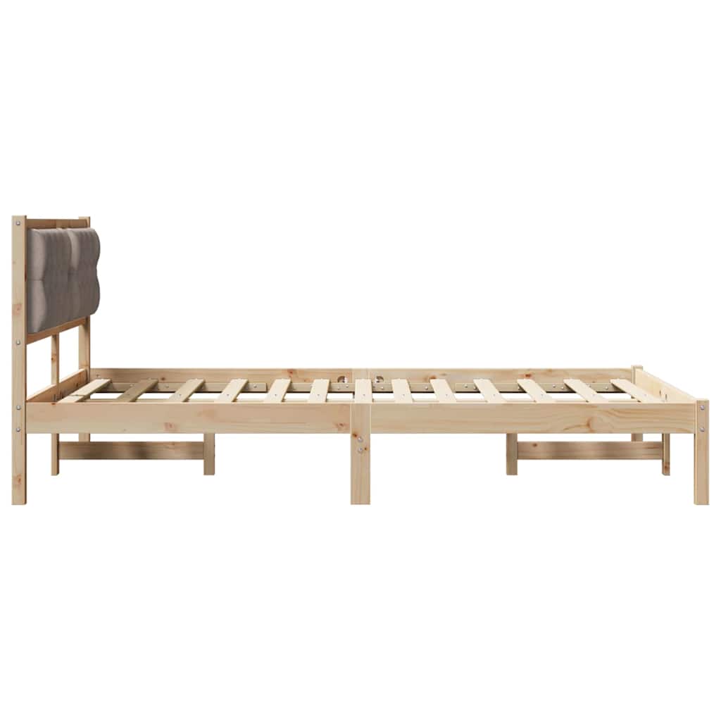 Rám Postele S Čelo Taupe 140 X 190 Cm Masivní Borové Dřevo