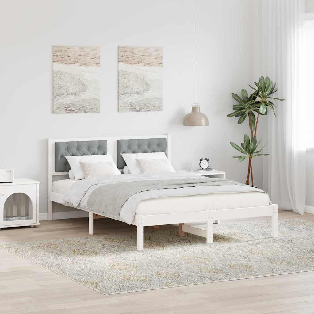 Rám Postele Světle Šedá 140 X 190 Cm Masivní Borové Dřevo