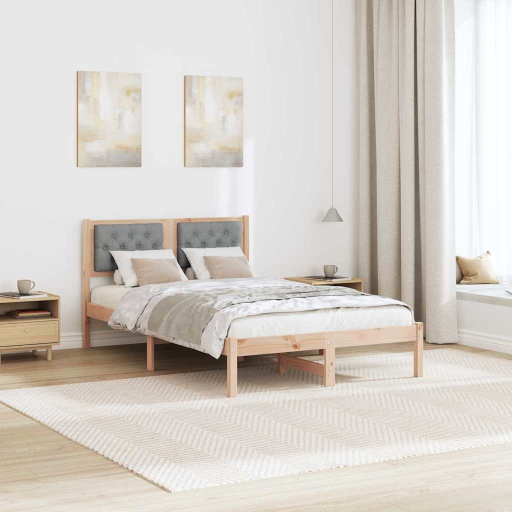 Rám Postele Světle Šedá 135 X 190 Cm Masivní Borové Dřevo