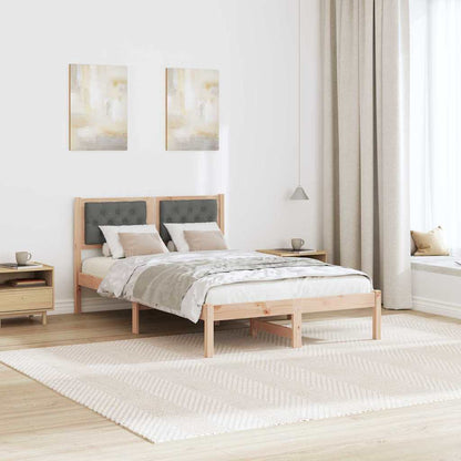 Rám Postele S Čelo Tmavě Šedá 135 X 190 Cm Masivní Borové Dřevo