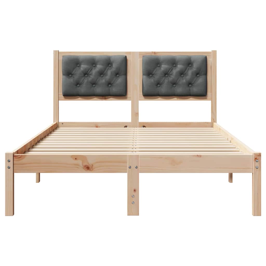 Rám Postele S Čelo Tmavě Šedá 135 X 190 Cm Masivní Borové Dřevo