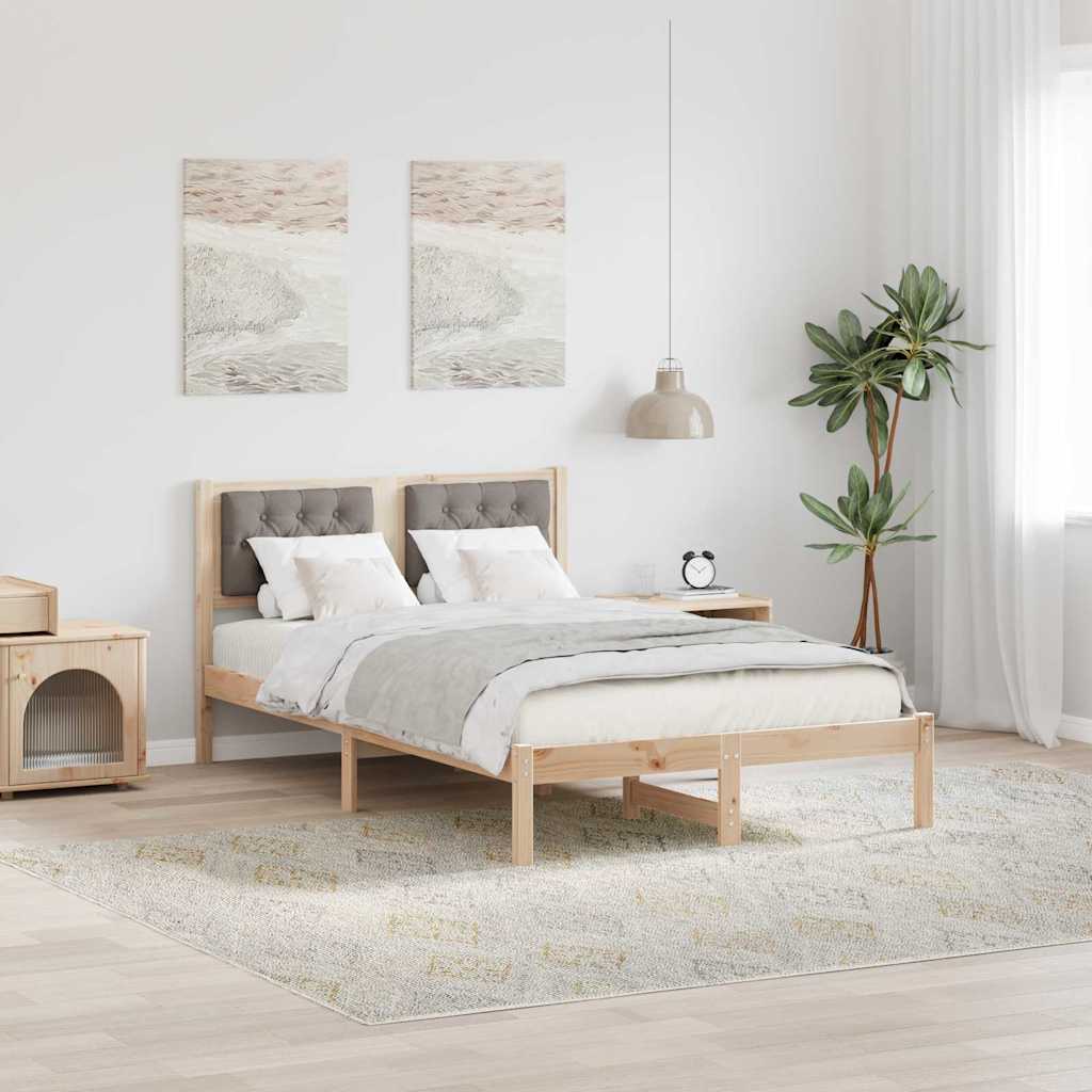 Rám Postele S Čelo Taupe 135 X 190 Cm Masivní Borové Dřevo