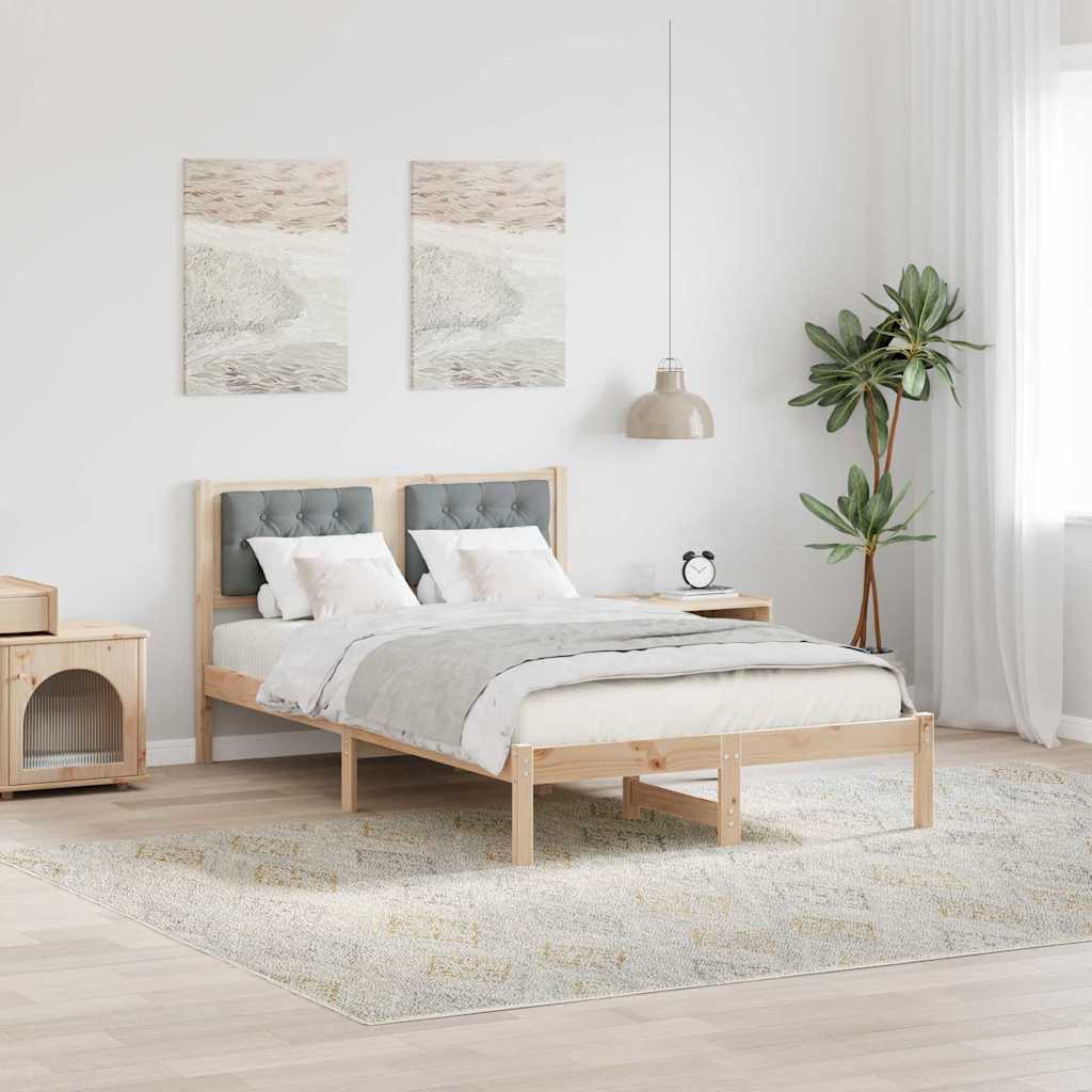 Rám Postele Světle Šedá 120 X 190 Cm Masivní Borové Dřevo