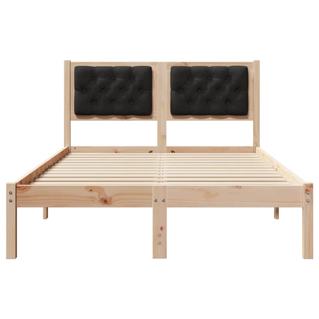 Rám Postele S Čelo Černá 120 X 190 Cm Masivní Borové Dřevo