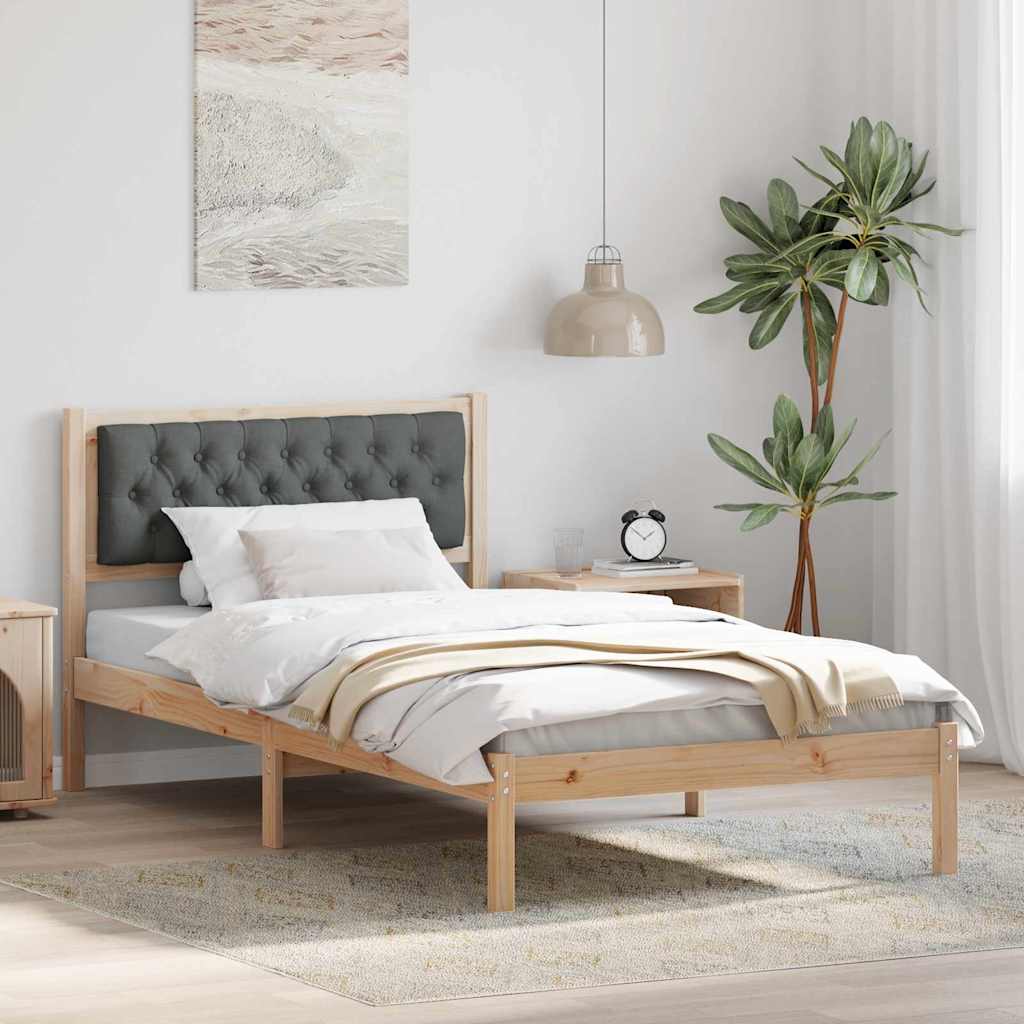 Rám Postele S Čelo Tmavě Šedá 100 X 200 Cm Masivní Borové Dřevo