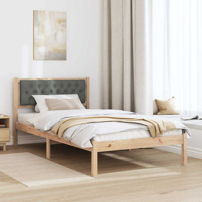 Rám Postele S Čelo Tmavě Šedá 100 X 200 Cm Masivní Borové Dřevo