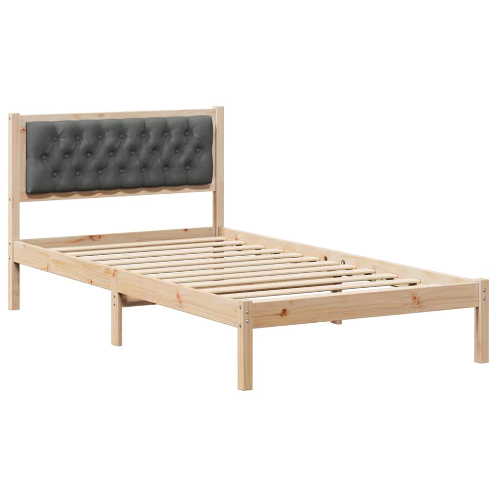 Rám Postele S Čelo Tmavě Šedá 100 X 200 Cm Masivní Borové Dřevo