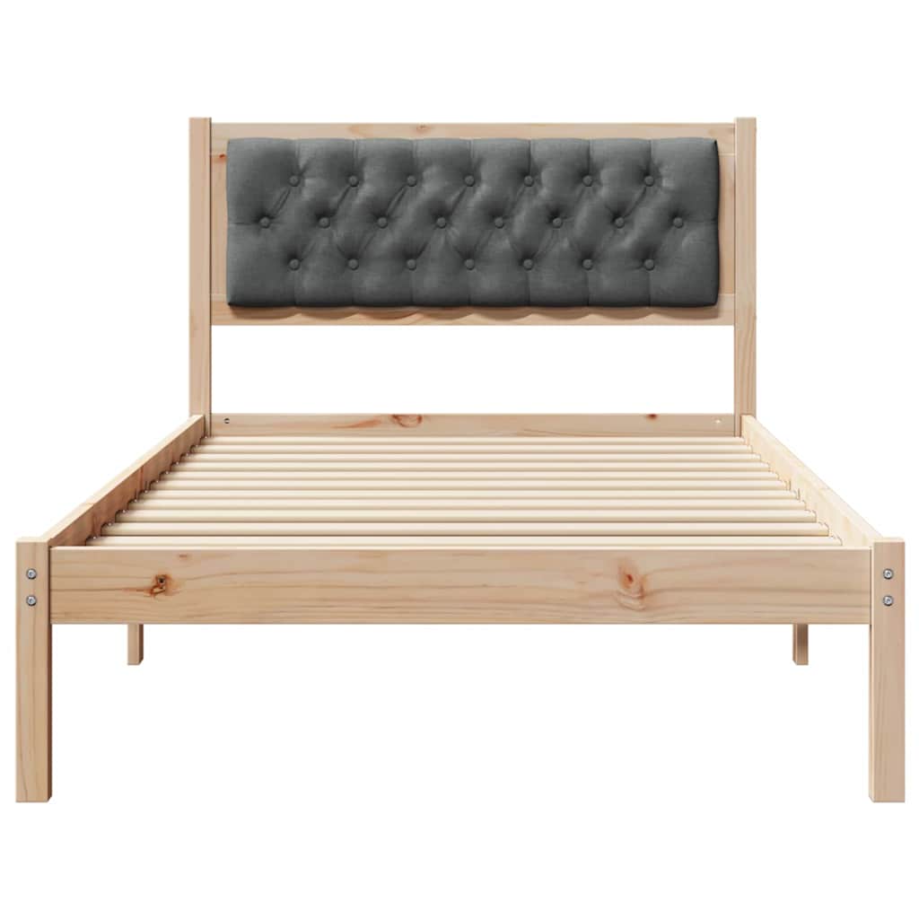 Rám Postele S Čelo Tmavě Šedá 100 X 200 Cm Masivní Borové Dřevo