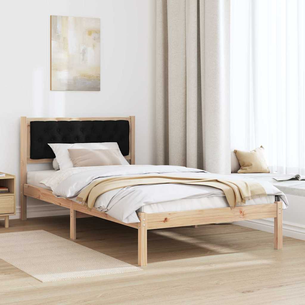 Rám Postele S Čelo Černá 100 X 200 Cm Masivní Borové Dřevo