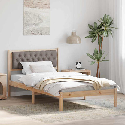 Rám Postele S Čelo Taupe 100 X 200 Cm Masivní Borové Dřevo