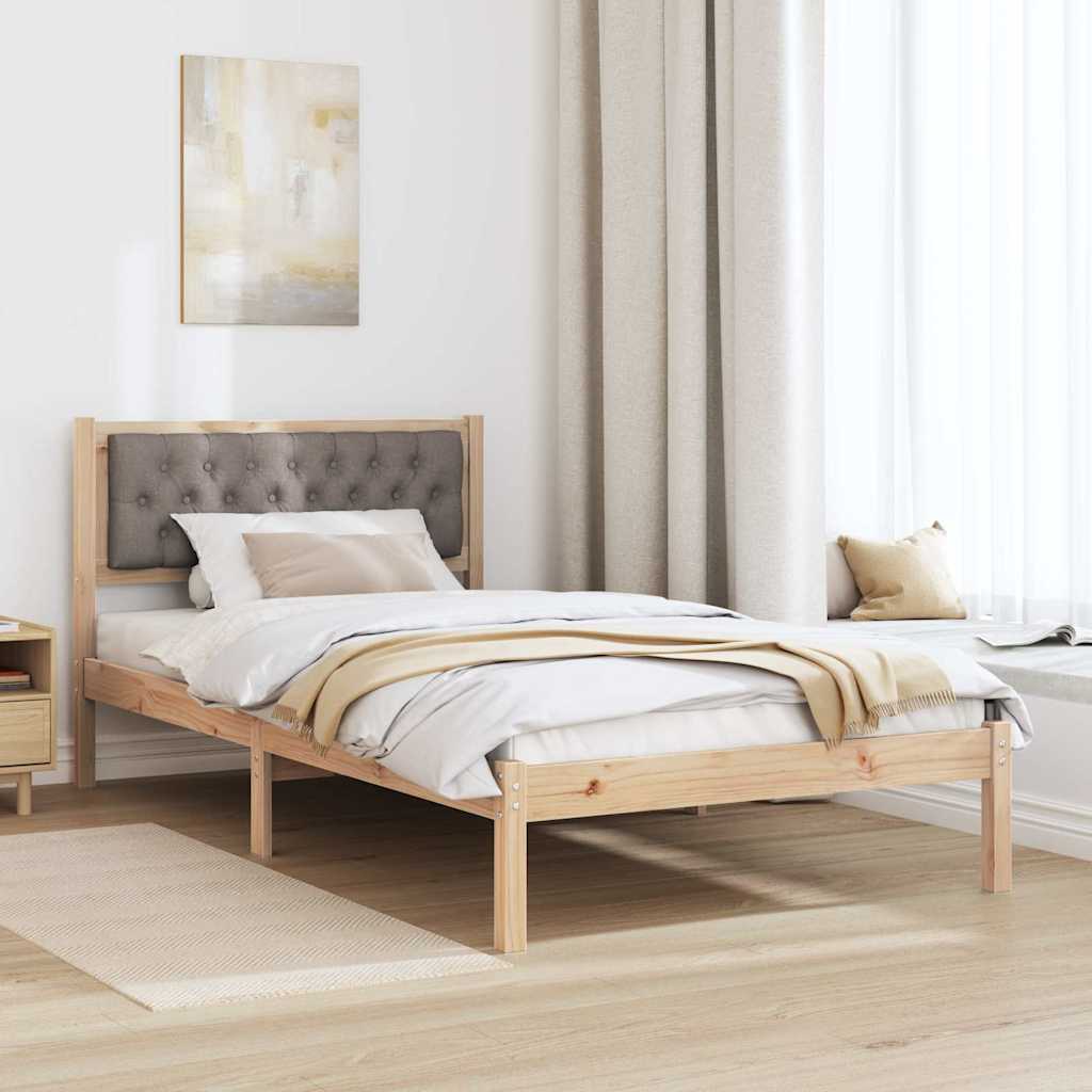 Rám Postele S Čelo Taupe 100 X 200 Cm Masivní Borové Dřevo