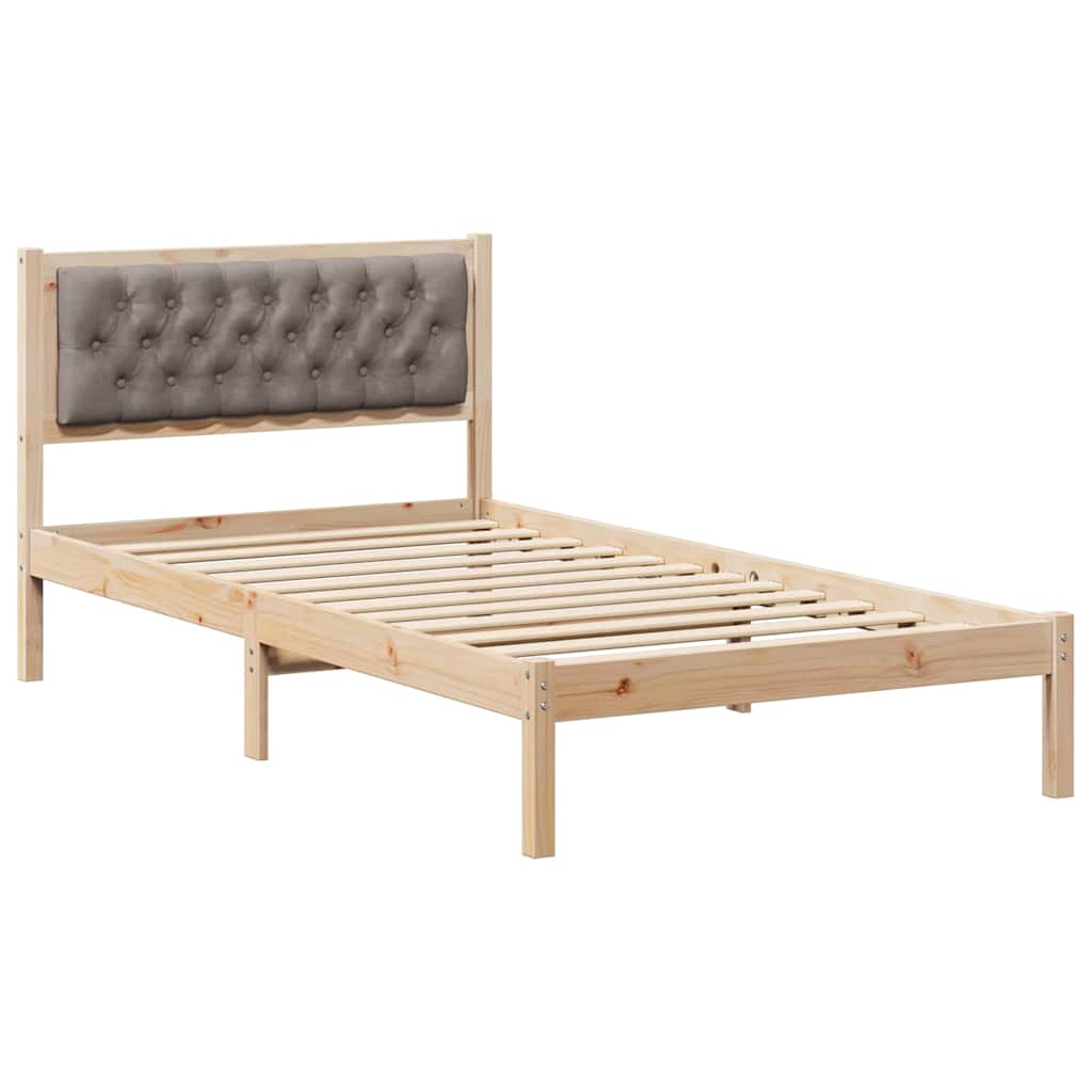 Rám Postele S Čelo Taupe 100 X 200 Cm Masivní Borové Dřevo