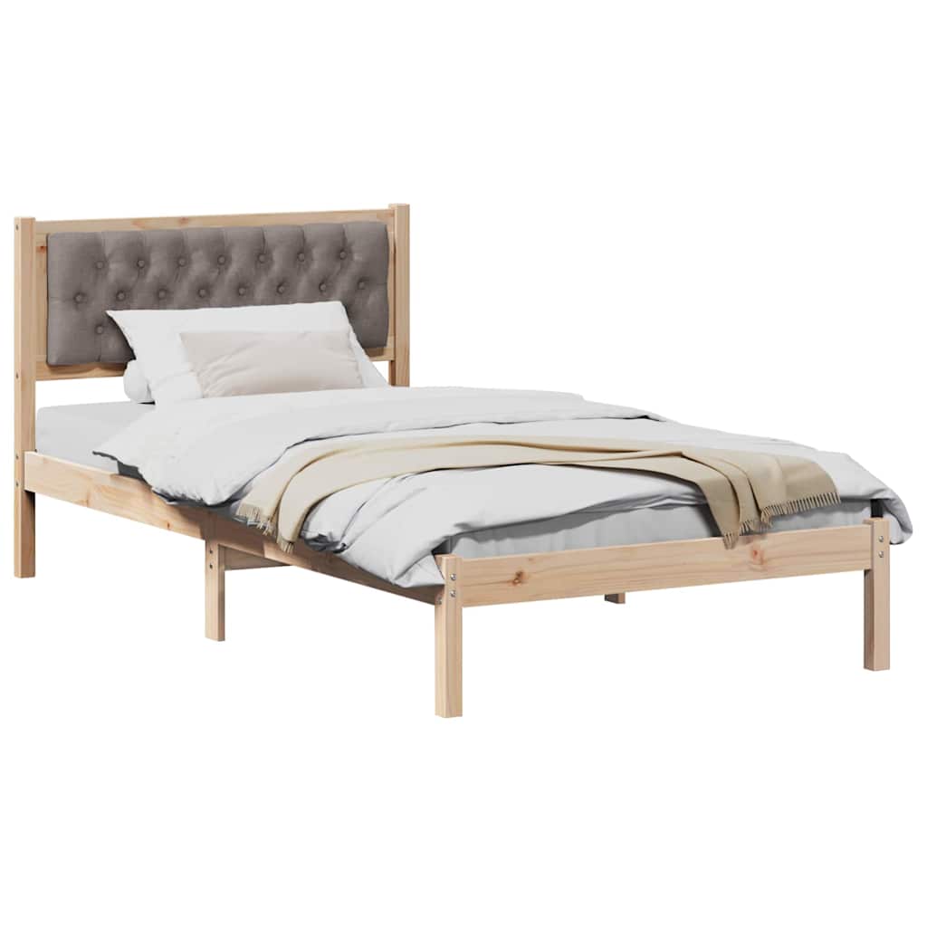 Rám Postele S Čelo Taupe 100 X 200 Cm Masivní Borové Dřevo