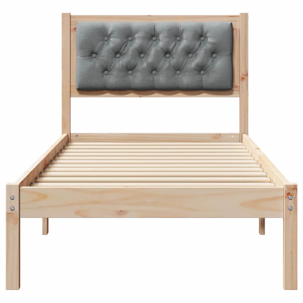 Rám Postele S Čelo Světle Šedá 90 X 200 Cm Masivní Borové Dřevo