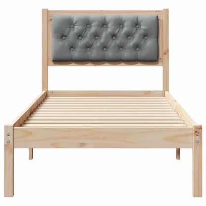 Rám Postele S Čelo Světle Šedá 90 X 200 Cm Masivní Borové Dřevo